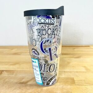 Tervis Tumbler Colorado Rockies MLB All Over 24oz Clear New Insulated Lid USA